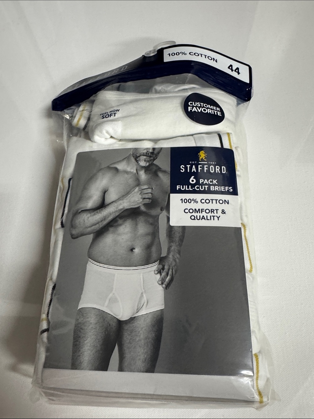 Stafford Briefs Mens 44 White 6 Pack